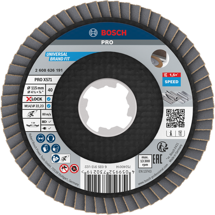 Lamelový kotouč Bosch PRO X571, úhlový, 115 mm, G40 X-Lock.